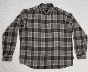Patagonia Camicia Uomo Maniche Lunghe Cotone Biologico (XL) Ottime Condizioni! Grigio - Foto 1 di 11