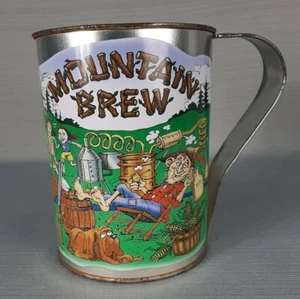 Berk MOUNTAIN BREW Tin Cup Mug Colorful Funny Hillbilly Graphics Collectible - Picture 1 of 12