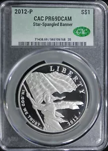 2012-P STAR SPANGLED BANNER COMMEMORATIVE DOLLAR CAC PR-69DCAM (2531773) - Picture 1 of 4