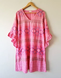 LULA SOUL Pink Sequined Short Sleeve Shift Dress SIZE MEDIUM Cotton pockets - Picture 1 of 7