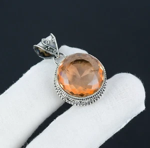 Morganite Gemstone Handmade 925 Sterling Silver Pendant For Valentine's Day Gift - Picture 1 of 4