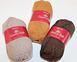Lot of 3 YARN Sirdar Country Style 4 ply Yarn DK Wool Blend 50g - Picture 1 of 1