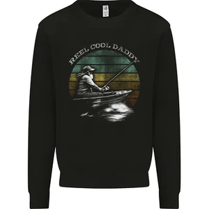 Reel Cool Daddy Funny Fathers Day Fishing Kids Sweatshirt Jumper - Picture 1 of 3