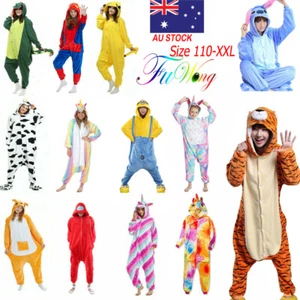 Animal Onesie Adult Kid Fleece Unisex Kigurumi Pajamas Cosplay Costume Sleepwear - Picture 1 of 25