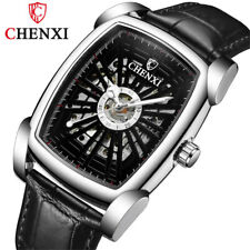 CHENXI Men Rectangle Watch Mechanical Automatic Tourbillon Leather Wristwatches