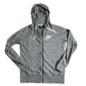Nike leichte graue Hoodie Jacke durchgehender Reißverschluss Taschen Swoosh Logo Damen Größe S - Bild 1 von 12