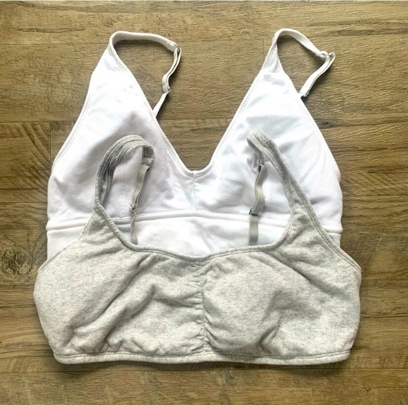 Sujetadores de salón Gilly Hicks 2 acanalados suaves sin cables gris blanco talla XL Foto 1 de 4