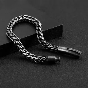 Bracciale Vintage Catena Maglia Uomo Fatto a Mano Punk Rock Acciaio Inox Moto - Foto 1 di 14