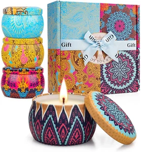 4 Pack Scented Candles Gifts Set for Women, 4.4 Oz Soy Wax Portable Travel - Picture 1 of 12