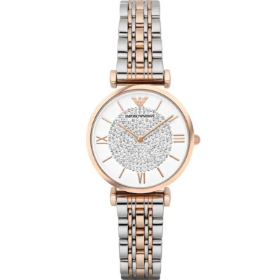 NEW Genuine EMPORIO ARMANI 32mm Gianni T-Bar Crystals Steel Women's Watch AR1926 - image 1 of 4