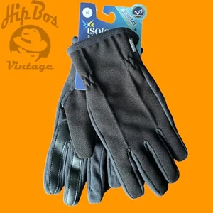Isotoner Mens Gloves Water Repellent Fleece Lined SmartDri Gloves Black Size L - Picture 1 of 5