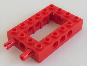 LEGO Technic - Stein / Brick 4 x 6 mit offener Mitte u. 2 Pins, rot # 40344c01 - Bild 1 von 1