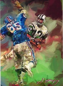 Tarjeta impresa Joe Namath 2019 original firmada por artista edición limitada 46 de 50. - Imagen 1 de 4