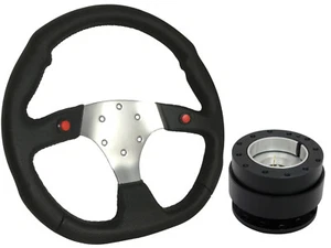 F1 CHROME Steering Wheel + Black Quick Release boss BKB for RENAULT - Picture 1 of 5