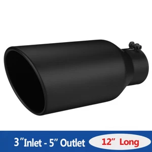 Tubo de escape trasero de coche de 3" Int 5" Out 12" L punta silenciador redondo cola garganta acero inoxidable - Imagen 1 de 9