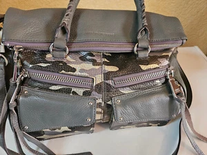 Aimee Kestenberg Satchel Hand/Shoulder Bag Purse Camo Gray Metallic Soho Style - Picture 1 of 24