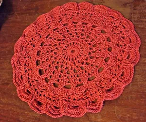 Mandala de ganchillo hecho a mano rosa naranja rojo - Imagen 1 de 1
