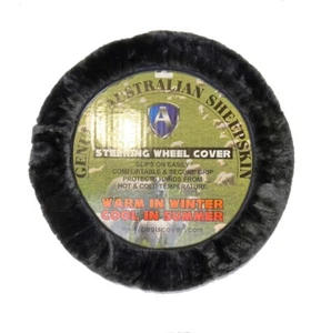 LUXURIOUS AUS Sheepskin Steering Wheel Cover Charcoal - Picture 1 of 4