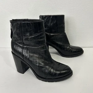 Rag And Bone Newbury 2.0 Black eel Leather Ankle Bootie Back Zip 39.5 - Picture 1 of 8