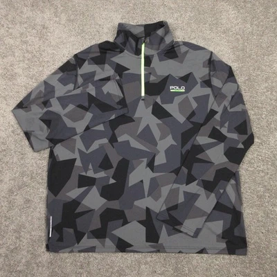 Suéter Polo Ralph Lauren Para Hombres XL Gris Geométrico Deportivo Cuarto Cremallera Rendimiento Foto 1 de 4