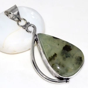 Moss Prehnite 925 Silver Plated Gemstone Handmade Pendant 2" Limited Gift AU Y89 - Picture 1 of 3
