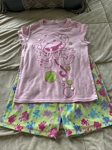 Limited Too Monkey Print Pink T-Shirt & Colorful Shorts Pajama, Vintage, 14/16 - Picture 1 of 7
