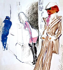LeRoy Neiman 8TH AVENUE NEW YORK CITY Street Scene Vintage Art Print Bookplate - Picture 1 of 4