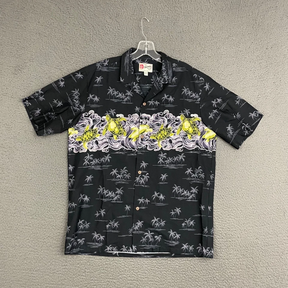 Hilo Hattie Shirt Mens Large Black Sea Turtle Animal Print Hawaiian Casual Dad - Image 1 of 4