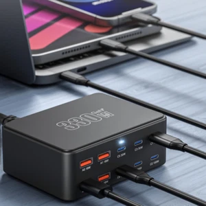 330W GaN 10 Ports QC3.0 PD 100W USB Charger Type C Fast Charging for Laptop/iPad - Picture 1 of 12