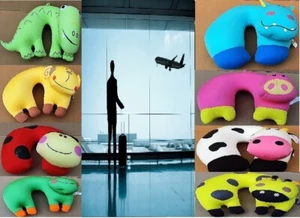 Kids U-Shaped Travel Neck Pillow Soft Animal Face Cushion for Comfort & Sleep - Picture 1 of 5