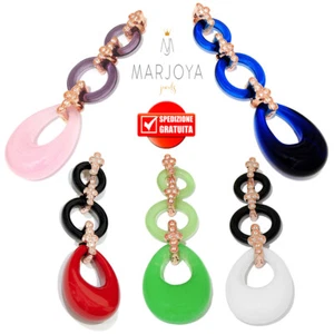 Pendente lungo con quarzo blu,rosa,viola,bianco,nero,rosso in argento 925 rosè - Imagen 1 de 31
