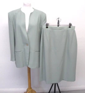 VIYELLA Size 16 Wool Mix Pale Green Skirt &Jacket Set. Possibly Vintage - Picture 1 of 13