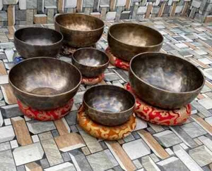 5-10" Authentic chakra frequency tuned full moon singing bowl set- meditation - Picture 1 of 7