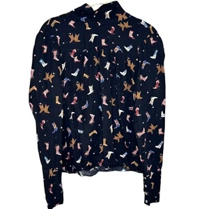 Blusa Top Zara Mujer Talla XS Western Vaquera Botas Corbata Trasera - Imagen 1 de 11