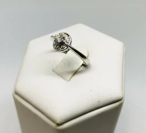 1 Solitär Ring mit Diamantkontur 18kt Weißgold Gold Diamond ring - Bild 1 von 3