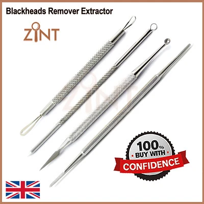 MEDENTRA UK Mitesser Entferner Extraktor Akne Unreinheiten und schwarze Nagelfeile Gesichtswerkzeuge Kit