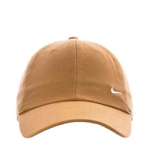 Cappello Nike Club Unstructured Swoosh Strapback Taglia S/M Marrone Bianco FZ5698 224 Nuovo con etichette - Foto 1 di 4