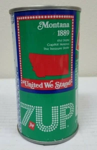 Lata de refresco recta conmemorativa de acero 7 UP United We Stand Montana - Imagen 1 de 5
