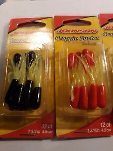 Bass trout fishing lures Johnson Crappie Buster Tubes lot of 2 multicolored