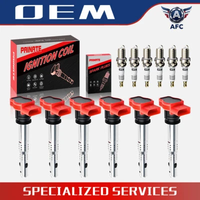 6X OEM Ignition Coil +6X Iridium Spark Plug for Audi A4 A6 A7 Q5 Q7 S4 S5 UF529 Foto 1 de 4