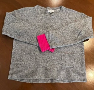 Tucker + Tate Sweater Girls XL 14 16 Gray Rainbow Speckles Pink Cuffs Pockets - Picture 1 of 9