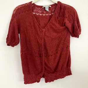 American Rag Cie - Blusa para mujer talla M cálida apagada roja tejida/crochet mediana - Imagen 1 de 7