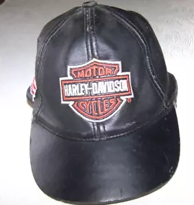 Harley Davidson Youth 2T--4T Black Faux Leather Hat Cap Adjustable - Picture 1 of 5