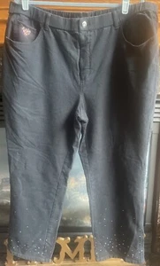 Quacker Factory Women's Petite Black Jeans 2XP DreamJeannes Short Pull-On Stones - Picture 1 of 13