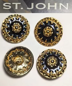 St John Knits 1.0 Inch Gold Tone Black Enamel Large Replacement Buttons - Picture 1 of 1