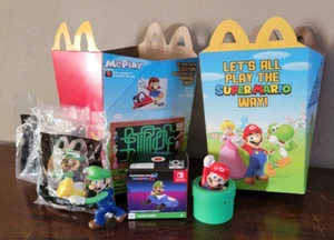 Lot of 7 2018 Super Mario McDonald's Happy Meal Boxes & Other Collectibles - Picture 1 of 12