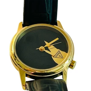 Reloj Guess Vintage Mujer Tono Dorado Banda Negra Dial Necesita Batería 1993 - Imagen 1 de 6