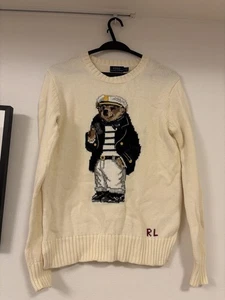 Polo Ralph Lauren Polo Bear Crew Neck Sweater Knit Size S Men’s Cream - Picture 1 of 1