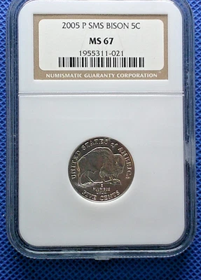 2005 P SMS BISON 5C NICKEL NGC MS 67 - Image 1 of 2