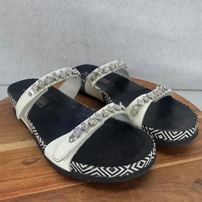 Mephisto Agave Ambre Women's 8.5 White Rhinestone Sandals Comfort Footbed - Image 1 of 4